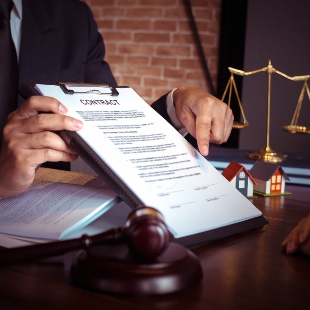 looking over contractor with attorney