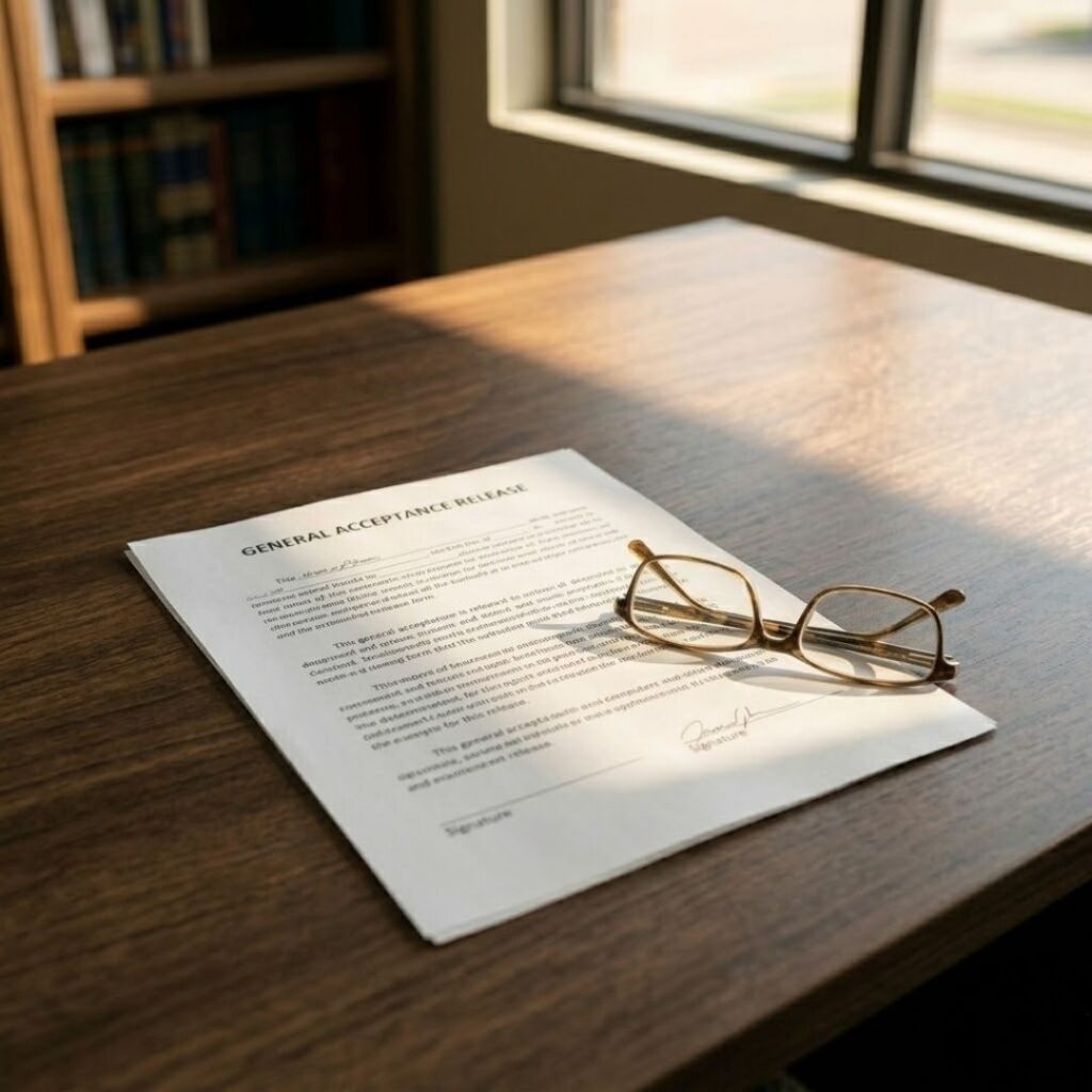 contract on table with glasses resting on top