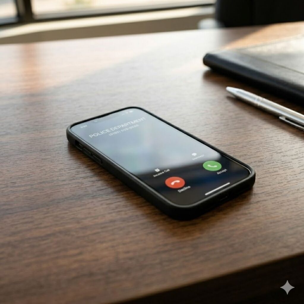 phone ringing with call from police department